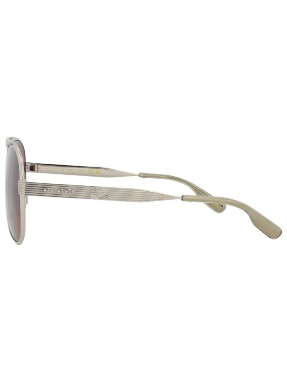 New Gucci Women's Sunglasses Aviator Metal Frame Mens Silver Silver Brown